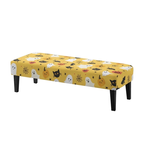 XYZCANDO Halloween Print Polyester Spandex Fabric Bench Seat Covers with Anti Pet Hair, Removable Anti Stain Rectangle Long Bench Slipcover for Living Room