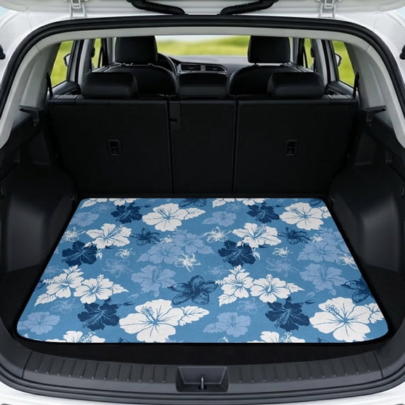 XYZCANDO Hawaiian Floral Rear Cargo Protector 29" x 39", Universal Waterproof Trunk Mat, Non-Slip Easy Clean Durable Polyester Liner for SUVs & Sedans