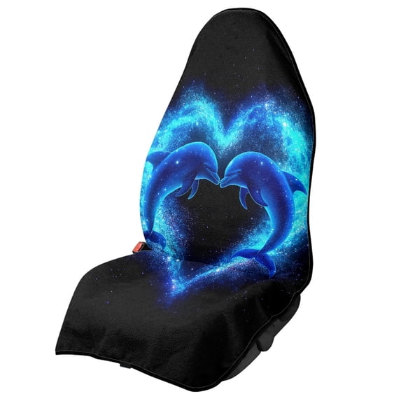 XYZCANDO Heart-Shaped Dolphin Pattern Towel Car Seat Cover Machine Washable, for Truck Seat Van Bucket Seat Suitable for Trucks Cars