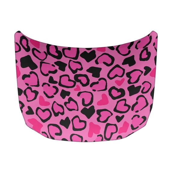 XYZCANDO Heart-Shaped Leopard Fashion Auto Hood Cover Swimsuit Fabric Car Hood Cover Protector, Car Hood Protector Automotive Accessories for Van SUV Truck