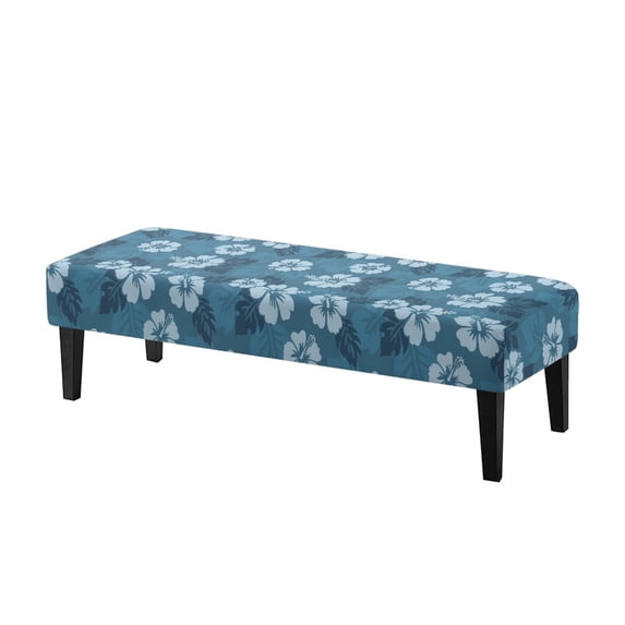 XYZCANDO Hibiscus Floral Bench Slipcover, Wear Resistant Polyester Spandex Elastic Bench Seat Cover for Bedroom and Dining Room