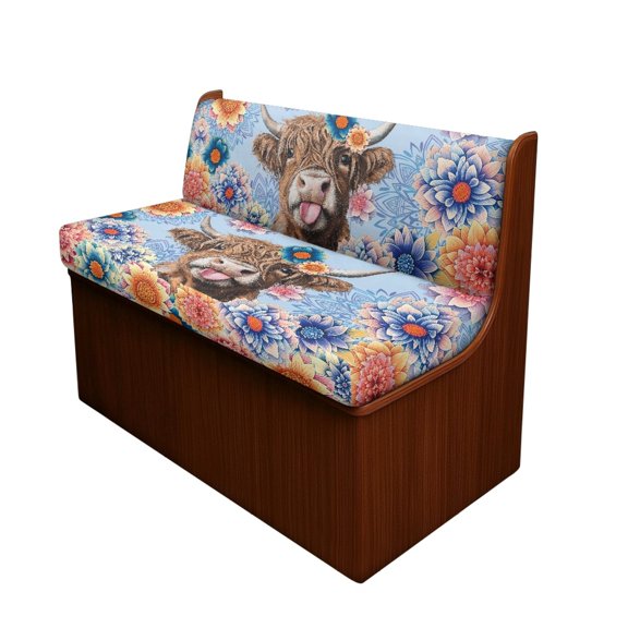 XYZCANDO Highland Cattle Datura Flowers Camper Cushion Covers Dirt-Resistant, for RV Loveseat Suitable for RV Booth Seat Sofa