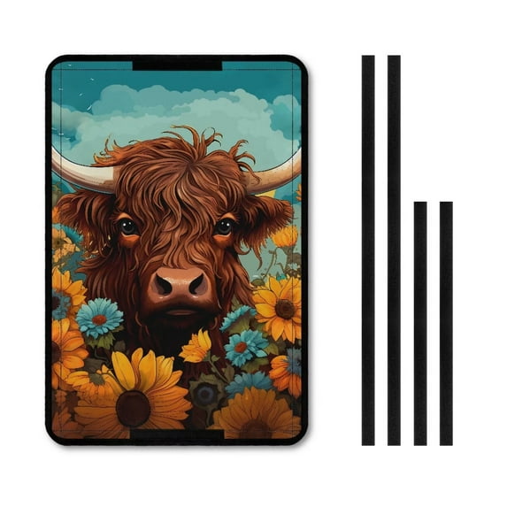 XYZCANDO Highland Cow RV Door Window Shade Floral RV Window Cover RV Accessories Easy to Install RV Black Out Curtains for Camper Windows 26'' X 17'' Travel Trailer Door Blackout Window Shade Blue