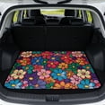thumbnail image 1 of XYZCANDO Hippie Floral Car Trunk Mat 29" x 39", All-Weather Waterproof Cargo Liner with Non-Slip Backing, Easy-Clean Stitched Edge Protector for SUVs, Sedans and Trucks, 1 of 7