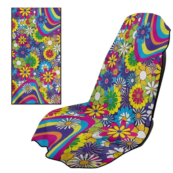 XYZCANDO Hippie Flowers Seat Cover Towel Sweat-Absorbent Towels Cloth for Post Gym Workout Running Swimming Beach and Hiking Non Slip Backing Sweatproof Cushion Protector