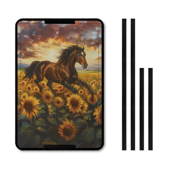 XYZCANDO Horse Sunflower RV Door Window Shade Foldable Camper Curtains for Windows RV Accessories for Inside RV Black Out Window Covers Camper Blinds for Travel Trailers Yellow