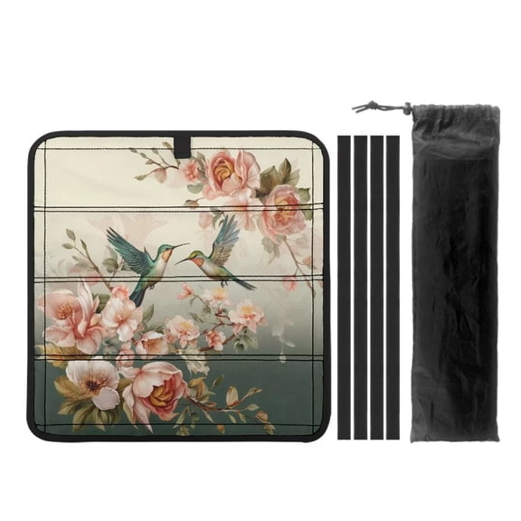 XYZCANDO Hummingbird Camper Window Cover Floral RV Window Shade RV Skylight Cover Foldable RV Blackout Ventilation Cover RV Vent Covers for Roof Camper Sunshade Travel Trailer Must Haves Green