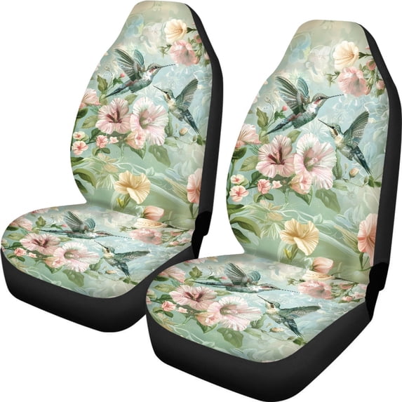 XYZCANDO Hummingbird Floral Car Front Seat Covers Non-Slip Protector Car Seat Covers Automobile Seats car Front Seats, Anti-Slip Washable SUV Sedan