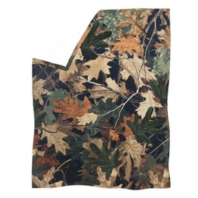 XYZCANDO Hunting Camo Leaf Theme Coral Fleece Polyester Coral Fleece Blanket, Fluffy Coral Fleece Throw Blanket Super Soft Lightweight for Bedroom Camping Travel