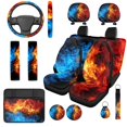 thumbnail image 1 of XYZCANDO Ice and Fire 14 Pieces Auto Seat Covers Full Set Steering Wheel Cover Center Console Pad Seat Belt Covers Headrest Covers Cup Coasters for Most Cars SUVs Sedans, 1 of 7