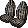 thumbnail image 1 of XYZCANDO Interior Accessories Car Accessories Auto Truck Vehicle, Easy to Install Stretchy Front Seats Cover 2 pcs Polyester Deer American Flag Pattern, 1 of 10