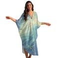 thumbnail image 1 of XYZCANDO Kaftan Dresses for Women V Neck Beach Cover Ups Caftan Beach Dresses for Swimwear Plus Size Lounge Maxi Dress Swimsuit Coverup Blue Marble Hawaiian Robe Summer Casual Dress, 1 of 7