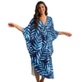 thumbnail image 1 of XYZCANDO Kaftan Dresses for Women V-Neck Swimsuit Cover Up Plus Size Beach Caftan Lounge Dress Flowy Batwing Sleeve Beach Cover Ups Blue Tropical Leaves Resort Wear for Travel Vacation, 1 of 7