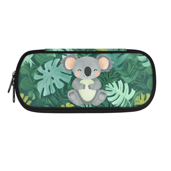 XYZCANDO Koala Jungle Leaves Polyester Pouch Large Capacity Light Stationery Bag with Lightweight, Middle School College Stationery Pouch for Boys Girls