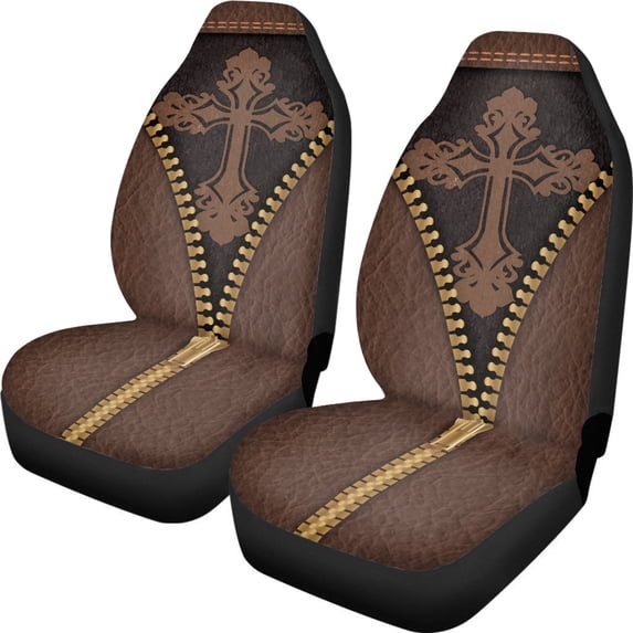 XYZCANDO Leather Zipper Design Car Seat Covers for Woman Thin Car Front Seat Covers Comfort Soft, for Vehicle SUV Auto
