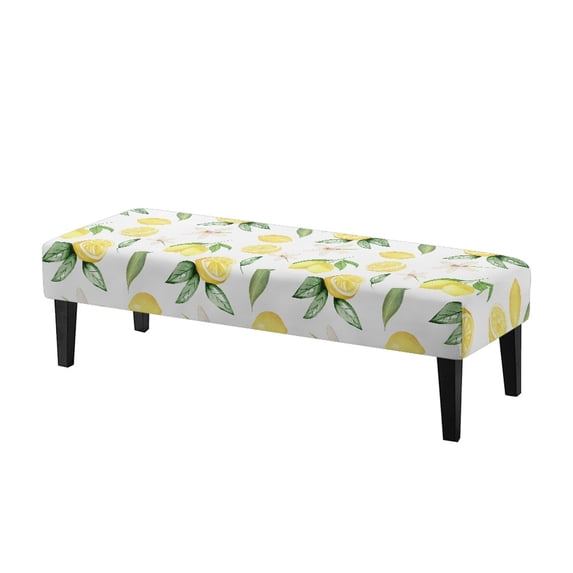 XYZCANDO Lemon Print Polyester Spandex Rectangle Dining Bench Slipcover with Breathable, Washable Elastic Band Bench Cushion Cover for Bedroom