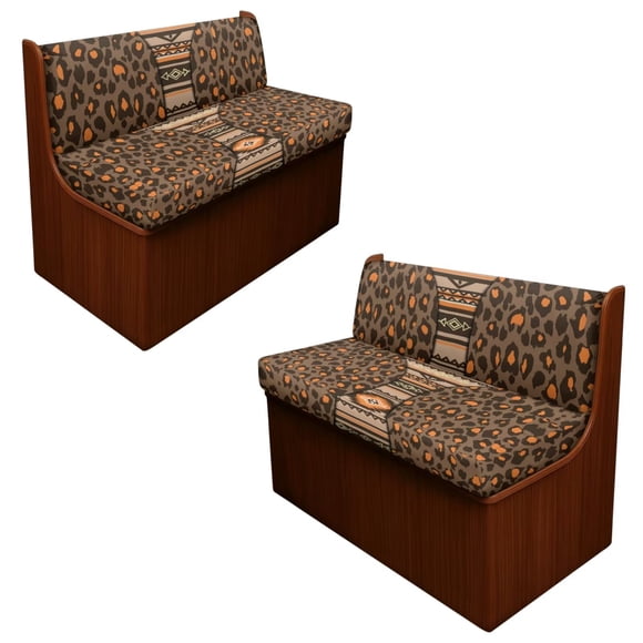 XYZCANDO Leopard Aztec Ethnic RV Dinette Cushion Covers Camper Accessories for Inside Couch Cushion Slipcovers Loveseat Slipcovers for Travel Couch (2 Backrest Cover & 2 Bench Cover)