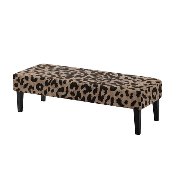 XYZCANDO Leopard Breathable Bench Covers, Stretch Polyester Spandex Fabric Dining Bench Covers for Living Room Bedroom