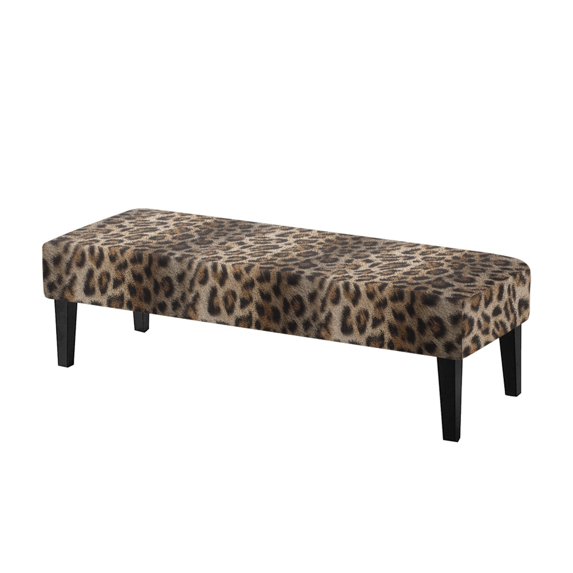 XYZCANDO Leopard Print Polyester Spandex Rectangle Bench Seat Cover with Anti Scratch, Anti-Dust Stain Resistant Bench Seat Protector Cover for Bedroom