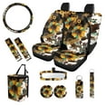 thumbnail image 1 of XYZCANDO Leopard Sunflower Print Car Seat Cover Keychain Lipstick Cover Center Mirror Cover Car Trash Can Coasters Steering Wheel Cover Seat Belt Cover Universal Car Accessories Decoration, 1 of 5