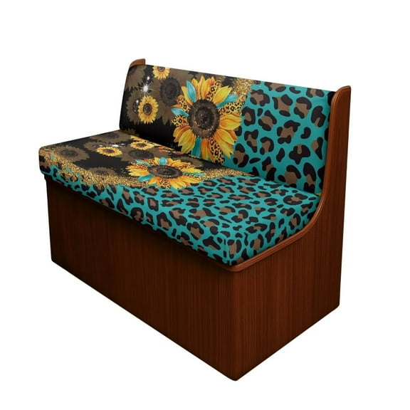 XYZCANDO Leopard Sunflower RV Dinette Cushions Washable RV Decor Universal Sofa Covers for 2 Cushion Couch Stretchable Loveseat Sofa Chair Cover Furniture Protector Camper Must Haves Brown