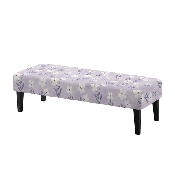 XYZCANDO Light Purple Floral Print Bench Seat Cushion Covers, Washable Bench Covers Anti-Dust Poly Spandex Bench Seat Cover for Bedroom
