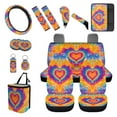 thumbnail image 1 of XYZCANDO Love Tie-Dye Armrest Cover Steering Wheel Cover Car Cushion Cover Seat Belt Cover Keychain Handbrake Cover Fender Cover Lipstick Cover Trash Can Car Coasters Washable, 1 of 7