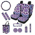 thumbnail image 1 of XYZCANDO Mandala Print Car Seat Cover Steering Wheel Cover Seat Belt Cover Keychain Lipstick Cover Car Trash Can Center Mirror Cover Coasters Easy Installation Personalized Suitable for Cars, 1 of 5