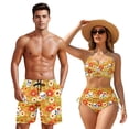 thumbnail image 1 of XYZCANDO His and Hers Matching Swimwear Set Skull Flowers Beach Trunks for Men & Crisscross Back Bikini for Women Couple Beachwear for Vacation Honeymoon Pool Party Summer Beach Outfit, 1 of 6