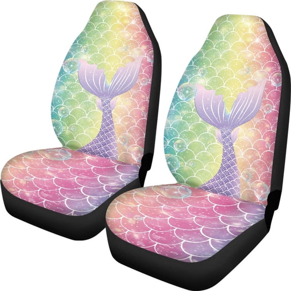 XYZCANDO Mermaid Pattern Auto Seat Covers Comfortable Plum Blossom Buckle Design Car Seat Covers Interior Auto Interior, Decor Accessory Easy Install Van Vehicle