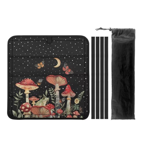 XYZCANDO Mushroom RV Skylight Cover RV Window Shade Camper Window Cover RV Vent Covers for Roof UV Rays Protection Camper Trailer Fan Vent Cover Foldable Sun Blackout Fabric RV Accessories Black