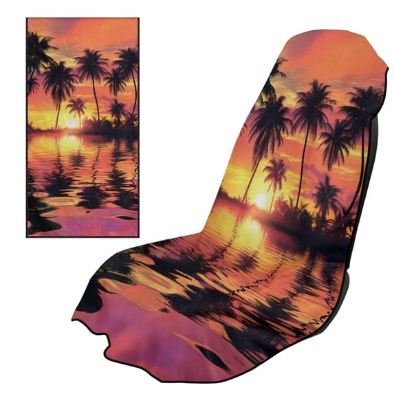 XYZCANDO Palm Tree Car Seat Towel Sunset Cars Drying Towels & Seats Protectors for Gym Workout Running Swimming Beach and Hiking Non Slip Backing Sweatproof Cushion Protector