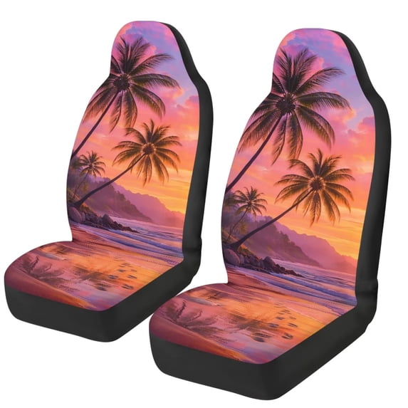 XYZCANDO Palm Trees Front Car Seat Cover 2 Pcs Hawaiian Car Seat Cover Protector Protection Interior Accessories for Most Cars Sedans and SUVs