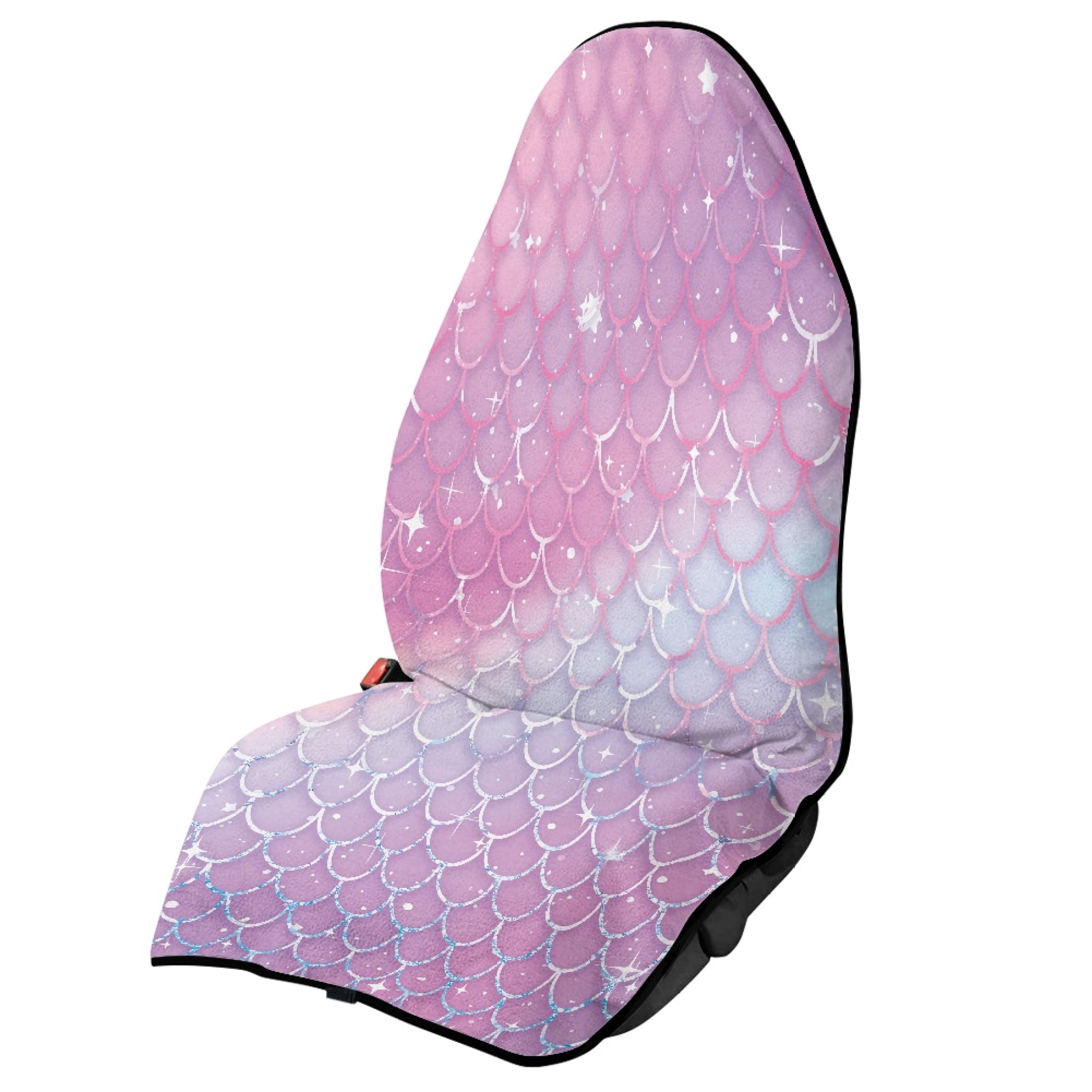 XYZCANDO Pastel Gradient Mermaid Scale Car Seat Cover - Sweatproof & Waterproof Protector | Soft Microfiber, Universal Fit for Cars, SUVs & Trucks