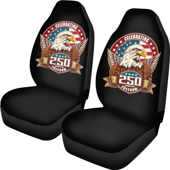 XYZCANDO Patriotic 250 Years Freedom Front Car Seat Covers - 2 Pack Durable Breathable Waterproof Protectors