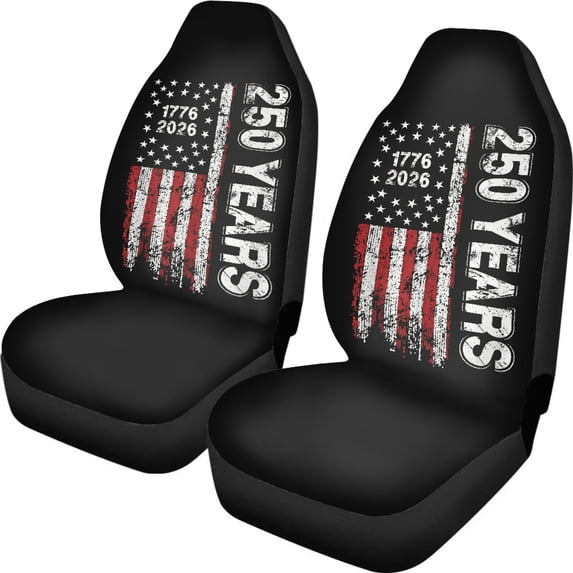 XYZCANDO Patriotic 250th Anniversary Front Car Seat Covers featuring Distressed USA Flag - Durable Protective Set Of 2