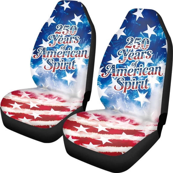 XYZCANDO Patriotic 4th Of July Front Car Seat Covers featuring 250 Years Of American Spirit - Durable Breathable Protection