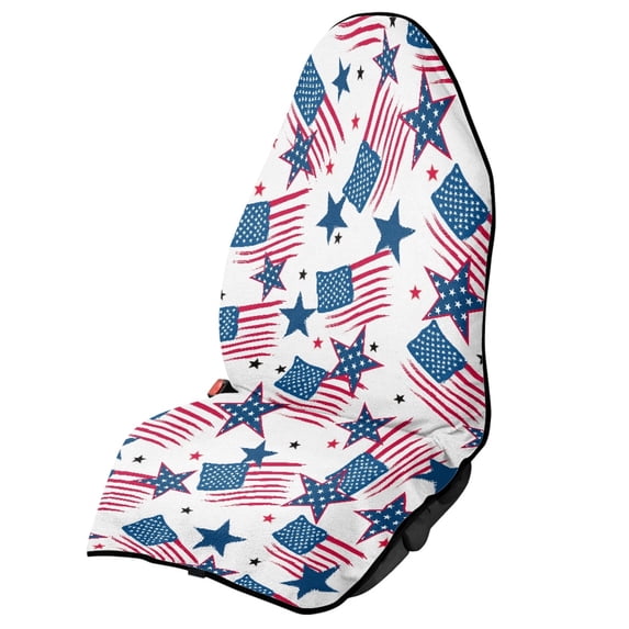 XYZCANDO Patriotic American Flag & Star Car Seat Towel Cover - Waterproof Sweatproof Protector with Non-Slip Backing - Universal Fit for Cars, Trucks, SUVs & Vans