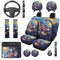 thumbnail image 1 of XYZCANDO Patriotic Eagle 14 Pieces Car Seat Covers Full Set Steering Wheel Cover Auto Center Console Pad Seat Belt Pads Headrest Covers Cup Coasters for Most Cars SUVs Sedans, 1 of 7