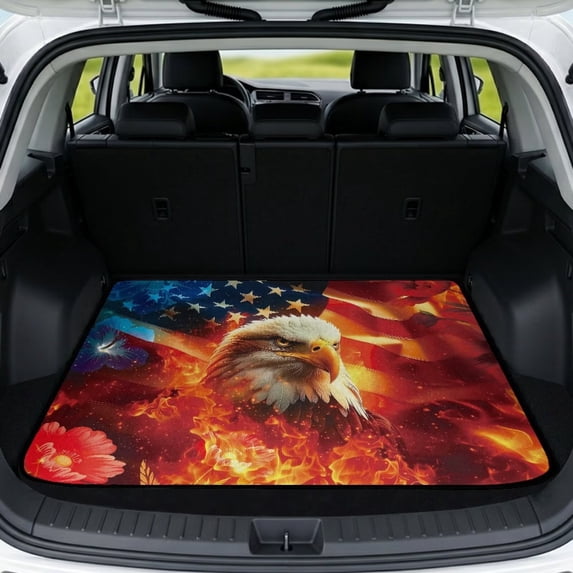 XYZCANDO Patriotic Eagle Cargo Liner 29" x 39", Durable Easy Install Trunk Mat, All Weather Non-Slip Stitched Edge Easy-Clean Rear Trunk Protector for Outdoor Use