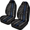 thumbnail image 1 of XYZCANDO Patriotic Front Car Seat Covers featuring Thin Blue Line Flag - Durable Breathable 2-Piece Set for Vehicle Interior Protection, 1 of 10