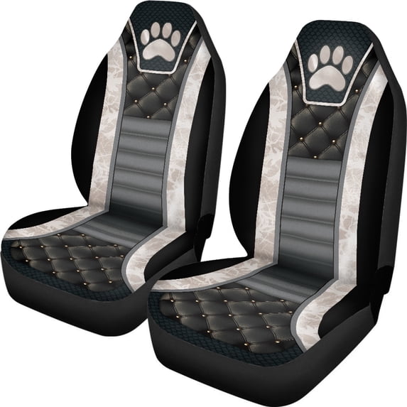 XYZCANDO Paw Print Design Auto Seat Covers for Man Thick Car Seat Covers Front Seats Washable Easy Install, for Van SUV Truck