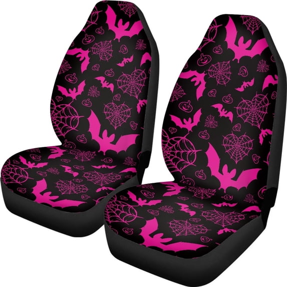 XYZCANDO Pink Bat & Spider Web Auto Seat Covers for Man Soft Vehicle Seat Covers Washable Breathable, for Sedan Van SUV