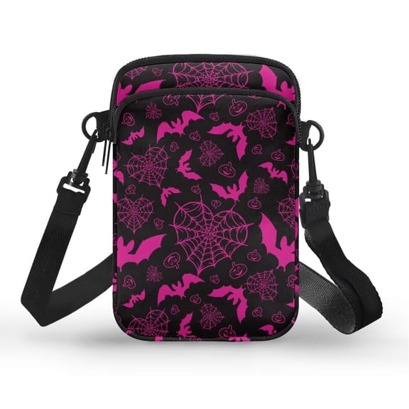 XYZCANDO Pink Bats Small Crossbody Bag for Women Phone Purse with Crossbody Strap Travel Pouch Shoulder Case Western Travel Handbags Purse Lightweight Case