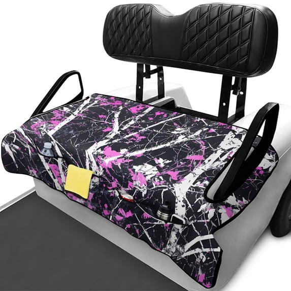 XYZCANDO Pink Camo Universal Golf Cart Seat Cover - Terry Cloth Towel With 4 Storage Pockets, Non-slip Washable Golf Cart Accessory