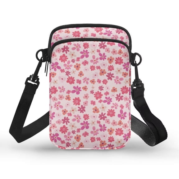 XYZCANDO Pink Flowers Small Crossbody Bag for Kids Girls Cute Messenger Bags Cross Body Bag Single Shoulder Wallet Lightweight Satchel Hand Bag Stylish Side Purse Crossbody Purse for Travel Camp