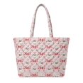 thumbnail image 1 of XYZCANDO Pink Goose Bow Print Padded Shoulder Tote Bag, Large Capacity Quilted Handbag for Work Shopping Travel, Lightweight Durable Daily Carryall with Wide Handles, 1 of 7