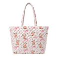 thumbnail image 1 of XYZCANDO Pink Reindeer Bow Print Padded Shoulder Tote Bag, Large Capacity Quilted Handbag for Christmas Shopping Travel Daily Commute Work Holiday Outings, 1 of 7