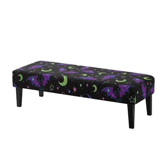 XYZCANDO Polyester Spandex Fabric Bench Slipcover for Bedroom Dining Room, Stretch Pet Hair Resistant Dining Room Bench Covers, Halloween Bat Moon Print