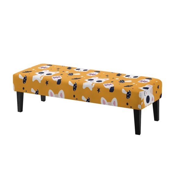 XYZCANDO Polyester Spandex Fabric Rectangular Long Bench Slipcover for Hotel Bedroom, Anti Scratch Washable Bench Covers, Cat Mushroom Pattern